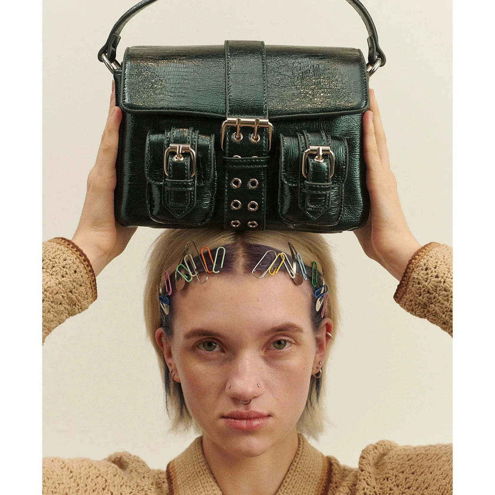 NUNOO | BOLSO MUJER | HONEY BUCKLE RECYCLED COOL DARK GREEN | VERDE