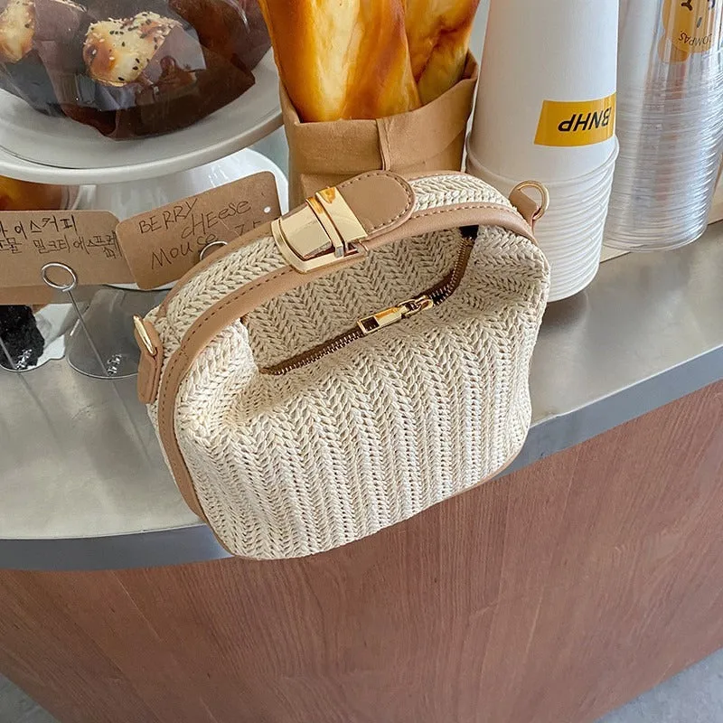 Straw Woven Small Crossbody Bag | Casual Hand-Held Women's Shoulder Bag