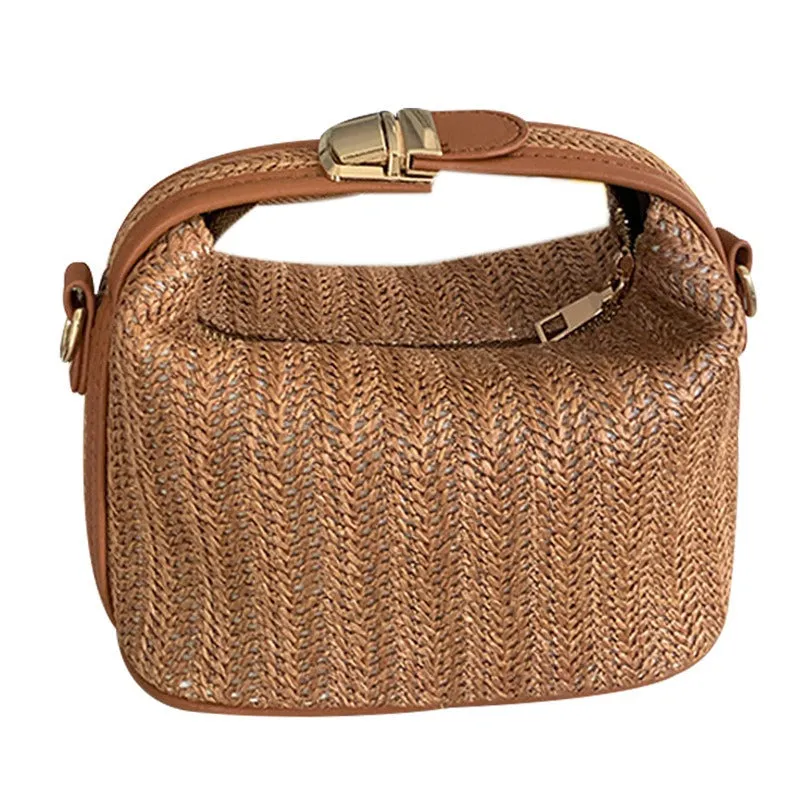 Straw Woven Small Crossbody Bag | Casual Hand-Held Women's Shoulder Bag