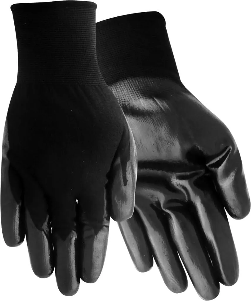 TA369B   BLACK NITRILE PALM DIP WITH BLACK NYLON - PAIR OR DOZEN