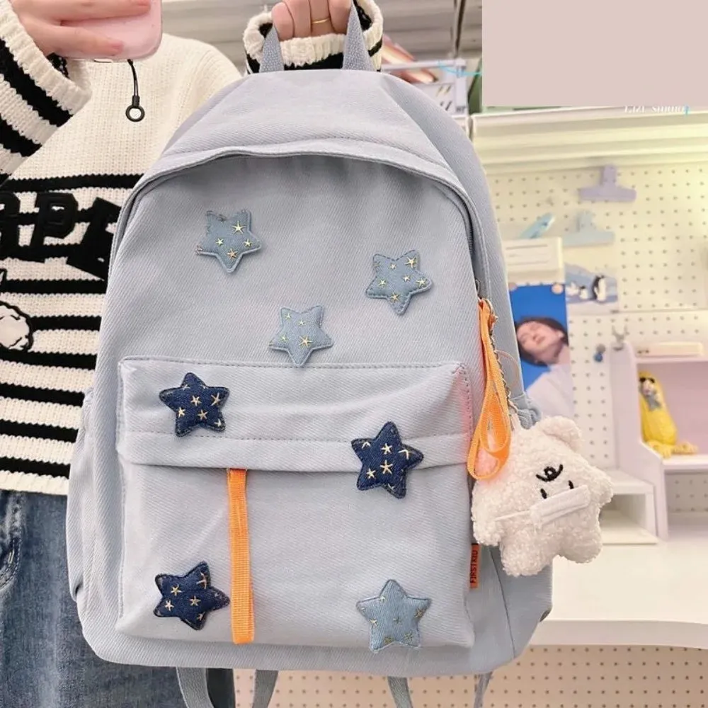 TAVIMART  -  Japanese Cute Girl Star Patchwork Aesthetic Backpack Y2k All Match Canvas School Backpack for College Students Girl Mochilas