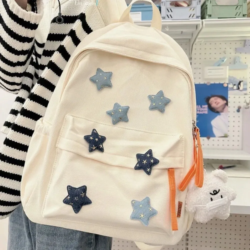 TAVIMART  -  Japanese Cute Girl Star Patchwork Aesthetic Backpack Y2k All Match Canvas School Backpack for College Students Girl Mochilas