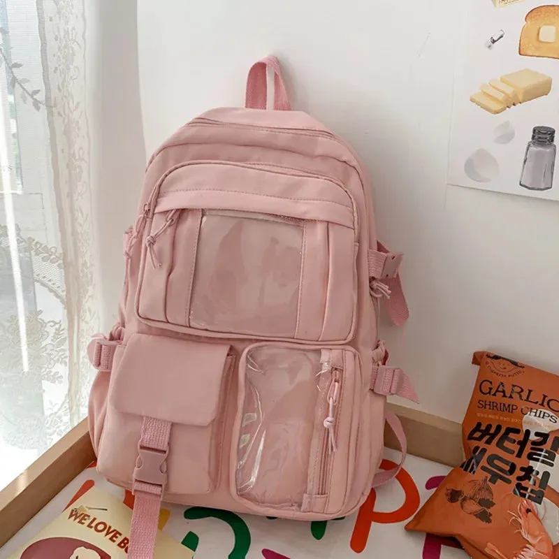 Uniwim Cute Women Backpacks Waterproof Multi-Pocket Git Nylon School Backpack For Student Female Girls Kawaii Laptop Book Pack Mochilas