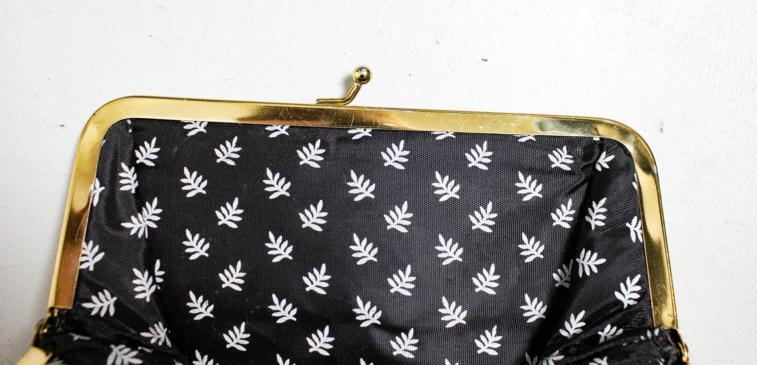 Vintage 1960s Purse Black Patent Vinyl BOW Cocktail Clutch Bag